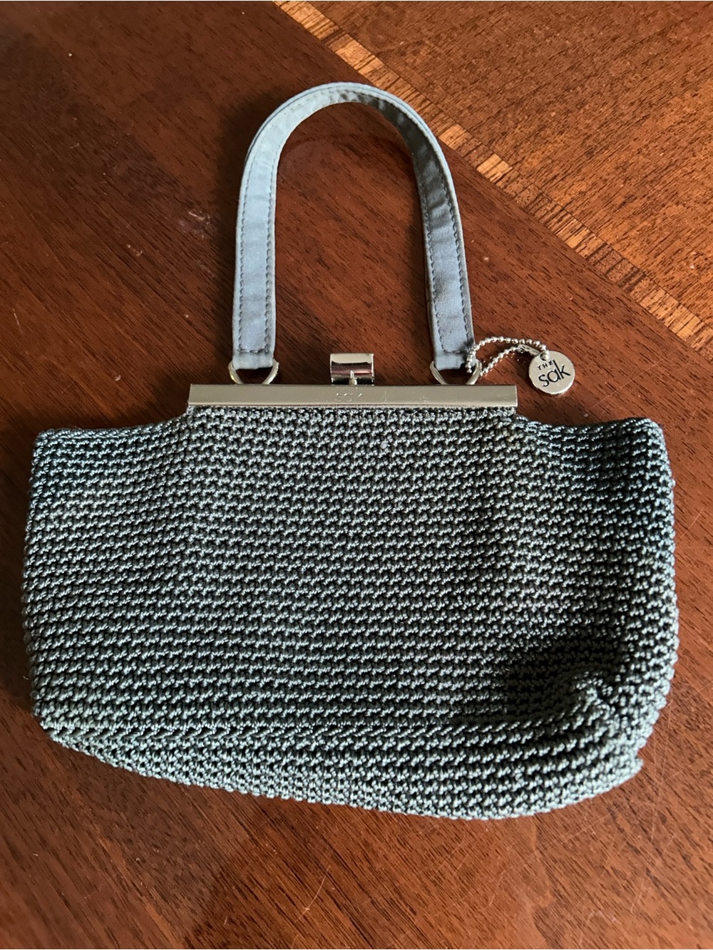 The Sak Sage Greenish Knit Top-Handle Clutch